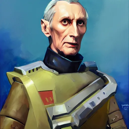 Image similar to greg manchess portrait painting of armored moff tarkin as overwatch character, medium shot, asymmetrical, profile picture, organic painting, sunny day, matte painting, bold shapes, hard edges, street art, trending on artstation, by huang guangjian and gil elvgren and sachin teng