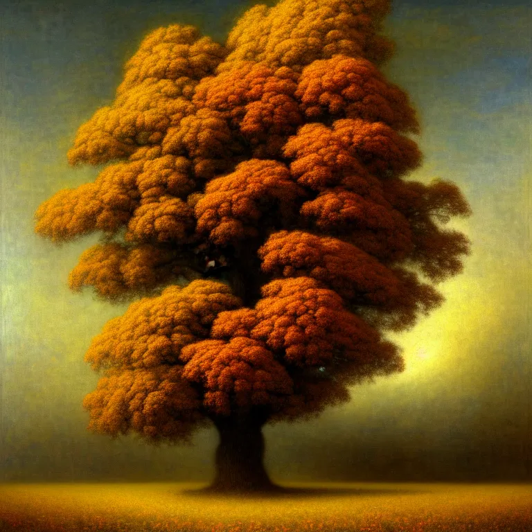 Prompt: a beautiful digital painting of a tree! of immense size, with branches! reaching the sky, by odd nerdrum and gu hongzhong. 8 k high resolution. highly detailed. 8 k resolution. vivid color hues, grass, flowers, sun, autumn