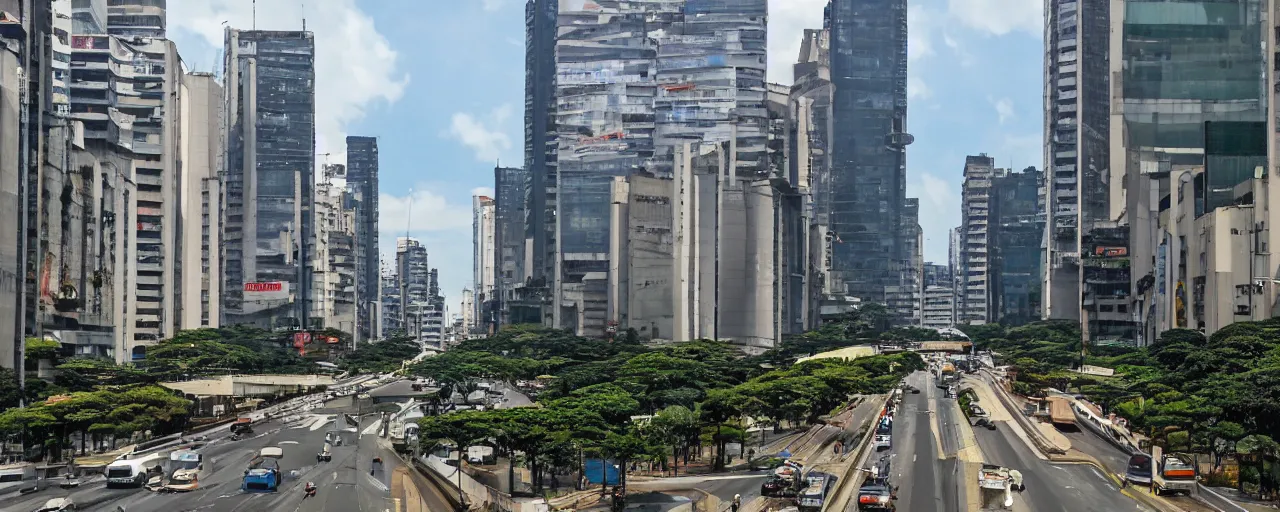 Prompt: avenida paulista, sao paulo, by makoto shinkai