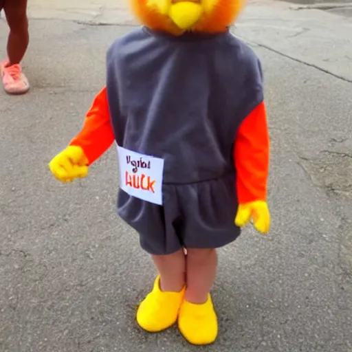 Image similar to cute baby chick dressed as an inmate