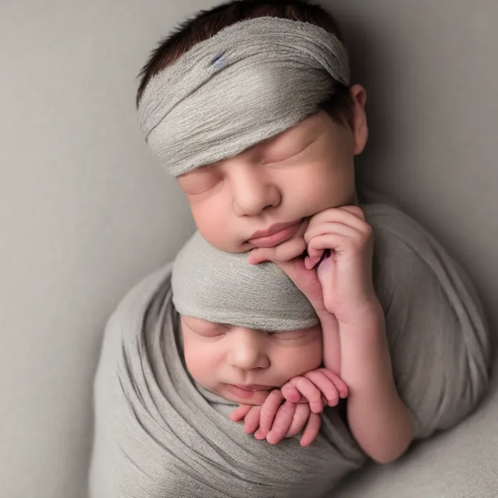 Prompt: studio portrait of bearded newborn