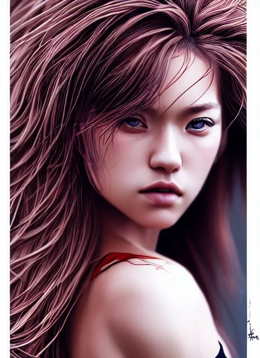 Image similar to photo of a gorgeous female with messy hair in the style of stefan kostic, realistic, body shot, sharp focus, 8 k high definition, insanely detailed, intricate, elegant, art by stanley lau and artgerm, cherry blossoms