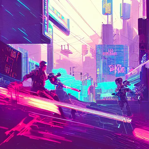 Image similar to jaime and brienne fighting side by side, two warriors against a horde of neon zombies, cyberpunk art by james gilleard, cgsociety, retrofuturism, synthwave, retrowave, outrun