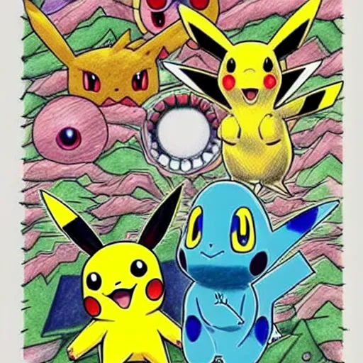 Prompt: pokemon portrait drawn by child, album cover art, conceptual mystery pokemon, intricate detailed painting, illustration sharp detail, manga 1 9 9 0