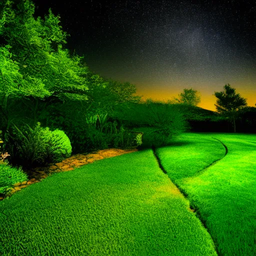 Image similar to beautiful garden lush green, full night sky milky way view hd