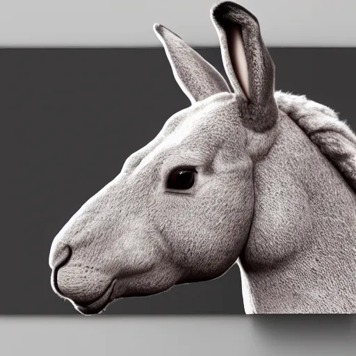 Prompt: a horse with the head of a rabbit and the body of a rabbit, 4k, extremely detailed, ultra realistic, photorealistic 3D art