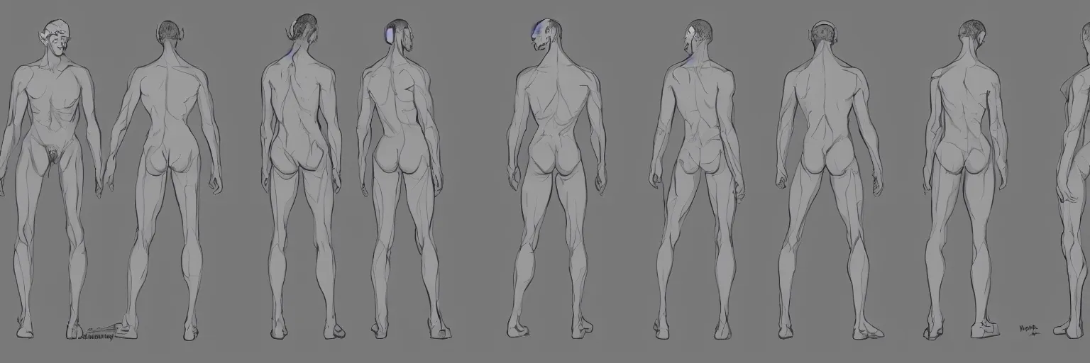 Prompt: male character study of uma thurman, 2 0 2 2, clear faces, emotional, character sheet, fine details, concept design, contrast, kim jung gi, pixar and da vinci, trending on artstation, 8 k, full body and head, turnaround, front view, back view, ultra wide angle