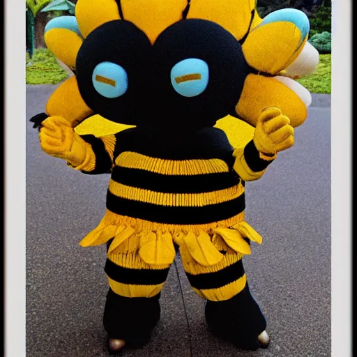 Image similar to giant bumblebee in the style of mark ryden