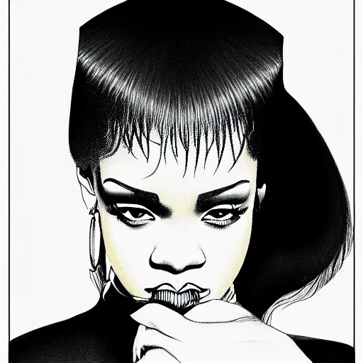 Prompt: “ rihanna retro minimalist portrait by jean giraud, art of moebius, sharp, smooth face, comic, 8 k ”