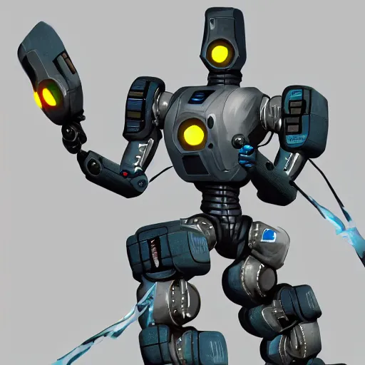 Prompt: atlas robot, portal, videogame, high detail, valve, concept art