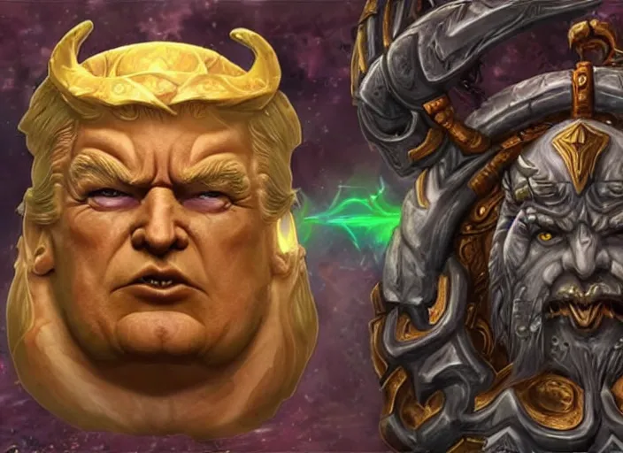 Image similar to donald trump as old god in world of warcraft