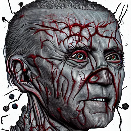 Prompt: biden became bloody ugly lovecraftian degenerate abomination, photo - realistic, color image, 2 k, highly detailed, bodyhorror, occult art, fractal structure