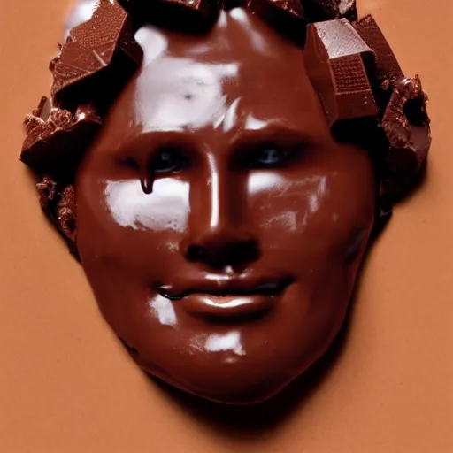 Prompt: man made of chocolate melting