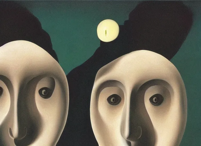 Prompt: infinite faceless masks observing you by rene magritte and salvadore dali