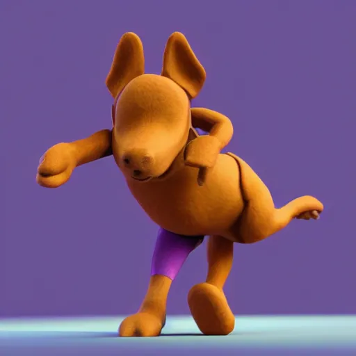 Image similar to a beautiful award winning 3d render of Milo a purple dog doing a dance, in the style of disney, comic book style, the dog is doing a ballet dance, highly detailed, 8k resolution, octane renderer