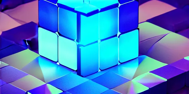 Prompt: a glowing cube surrounded by smaller cubes, atmospheric lighting, intricate, volumetric lighting, beautiful, sharp focus, ultra detailed, in the art style of bowater charlie, brom gerald, astrophotography, rendered in cinema 4 d, quantum wavetracing, rendered in maya