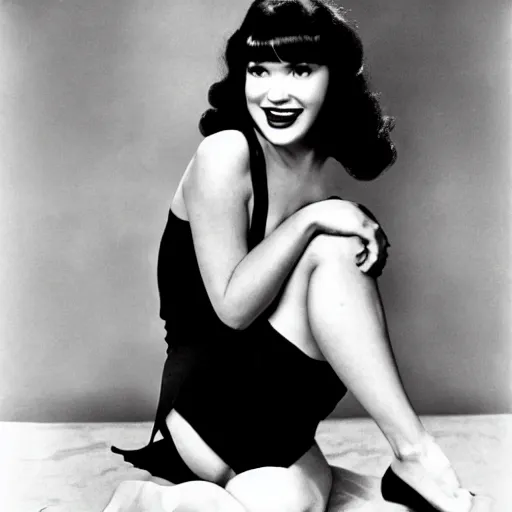 Image similar to betty page as a real person photo by annie leibovitz