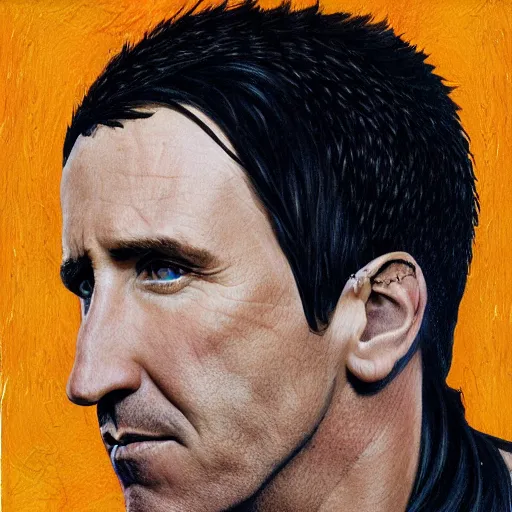 Prompt: portrait of Trent Reznor with snakes for hair oil painting