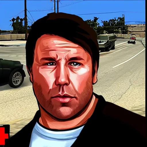 Prompt: gta san andreas screenshot of alex jones