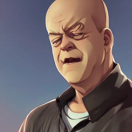 Image similar to portrait of hank schrader, anime fantasy illustration by tomoyuki yamasaki, kyoto studio, madhouse, ufotable, comixwave films, trending on artstation