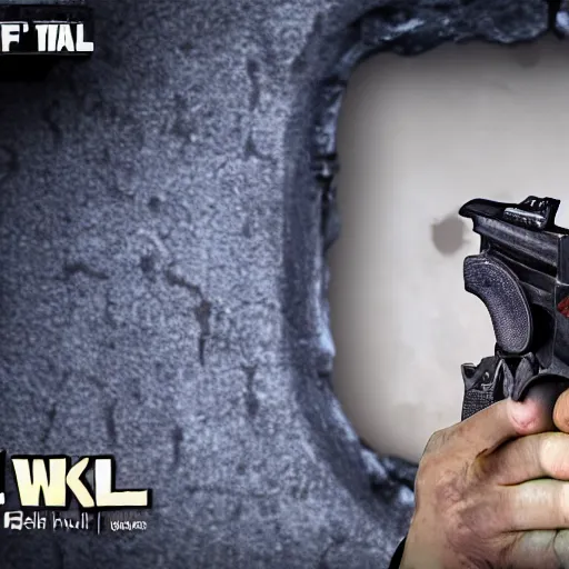 Image similar to KUNTEYNIR and BIRD WILL EAT wall on wall shootout with gun, HD, 8K