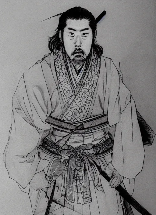 Image similar to portrait of a samurai, by joseph michael lisner, takehiko inoue and kim jung gi and hiroya oku, masterpiece ink illustration,