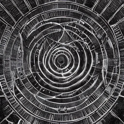 Prompt: extremely detailed interstellar labyrinth, gothic horror, sci - fi, concept art, deep space