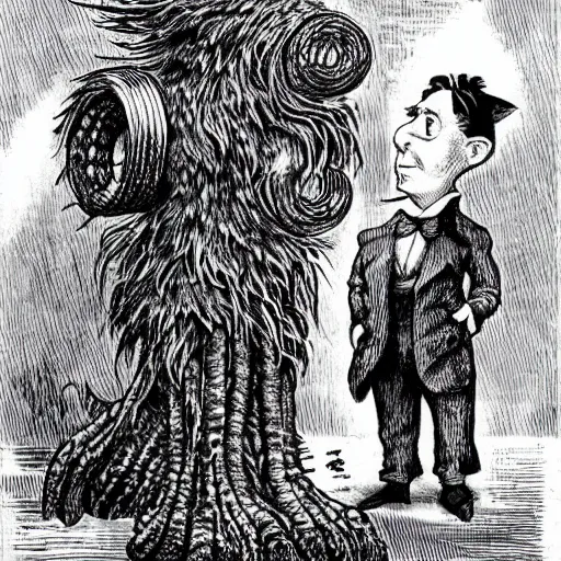 Image similar to beware the jubjub bird, and shun the frumious bandersnatch! | lewis carroll and hp lovecraft with doctor seuss and hr giger