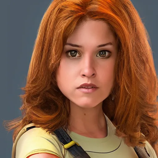 Image similar to april o'neil from the teenage mutant ninja turtles as a real person, photorealistic, cinematic