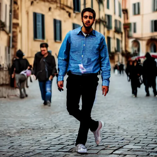 Image similar to an average young italian person, street photography