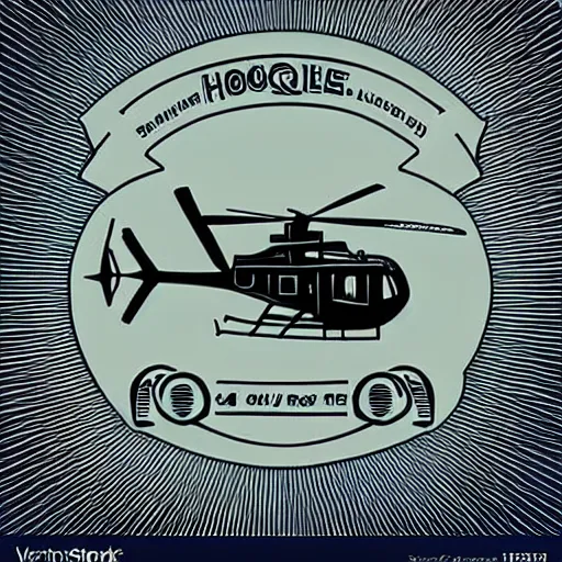 Prompt: retro illustration of a helicopter, logo,