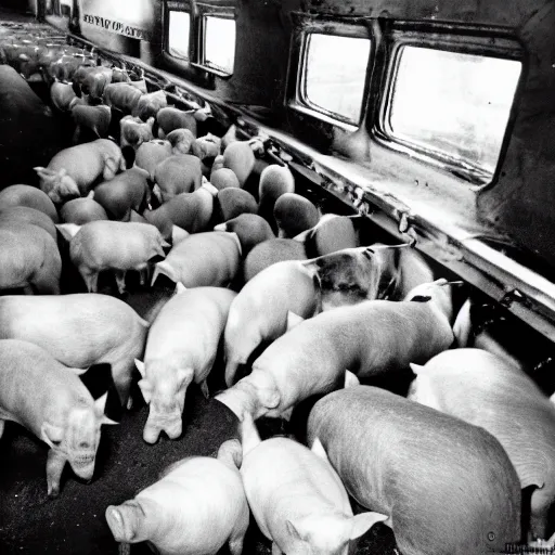Image similar to pigs in a train, photo