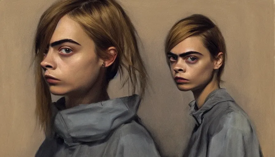 Image similar to painting by borremans, cara delevingne, detailed, stunning