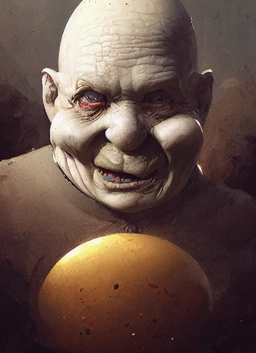 Prompt: portrait of old man humpty dumpty by greg rutkowski