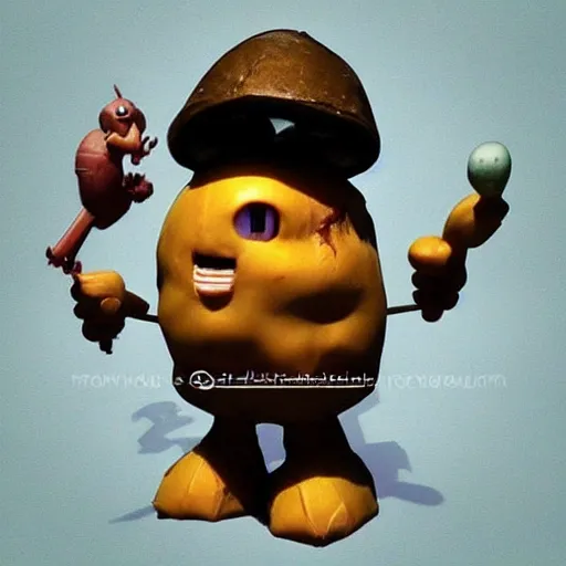 Image similar to “Mr Potato Head as a Dark Souls boss”