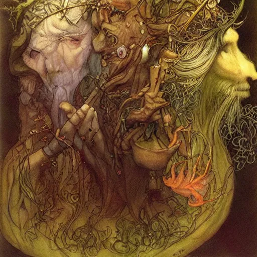 Prompt: painting by brian froud, charles vess, highly detailed