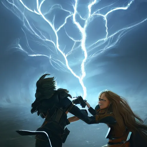 Image similar to lightning creating the spark of life, artstation