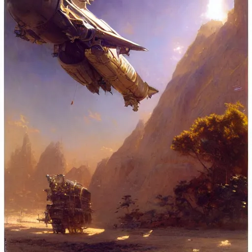 Image similar to detailed cinematic wide shot of world spaceship, ultra realistic, spring light, painting by gaston bussiere, craig mullins, j. c. leyendecker