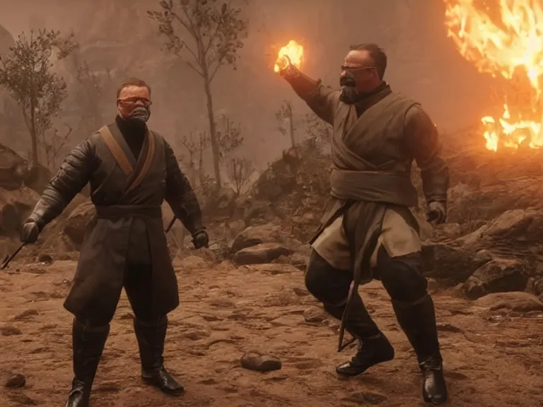 Prompt: Teddy Roosevelt in Mortal Kombat 11, PS5, 5k, in-game cinematic, official media