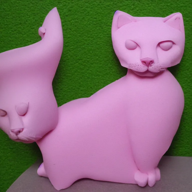 Prompt: pink cat made of plasticine