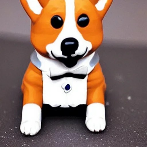 Prompt: funko pop of a corgi wearing a tuxedo