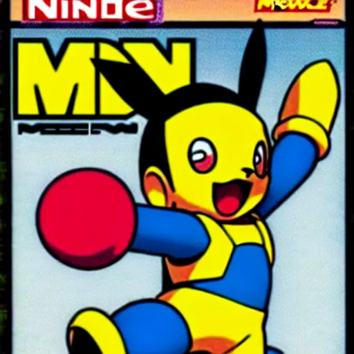 Image similar to nintendo power magazine cover from the 1 9 9 0 s featuring megaman as pikachu