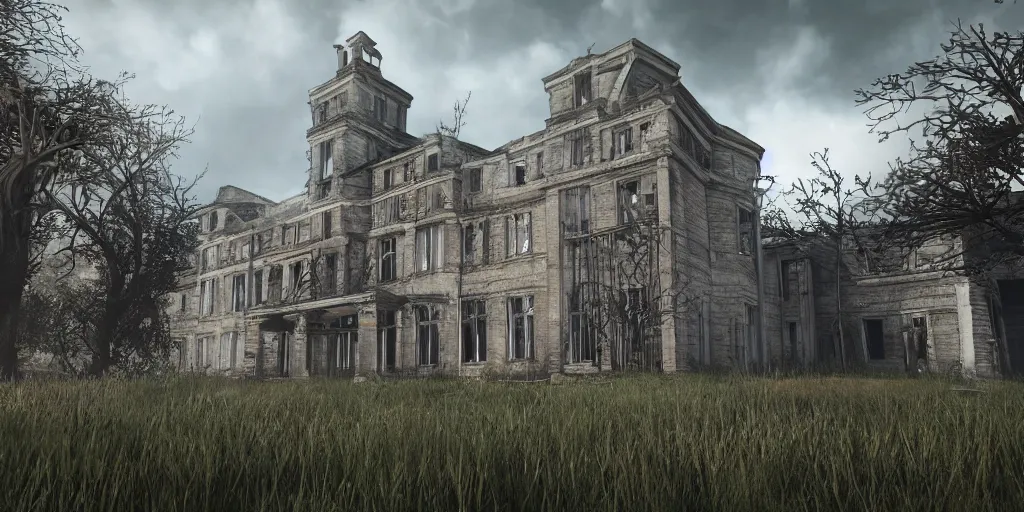 Image similar to investigating a haunted asylum, unreal engine