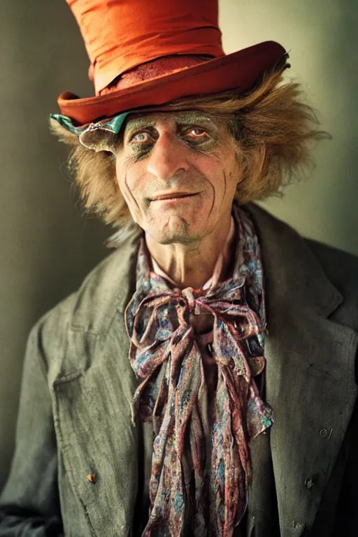 Image similar to a beautiful portrait of the Mad Hatter taken by Steve Mccurry