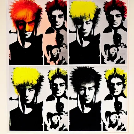 Image similar to sid vicious by andy warhol