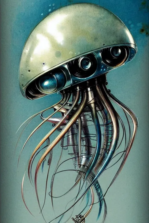 Prompt: ( ( ( ( ( 1 9 5 0 s retro future robot android aluminum jelly fish. muted colors. ) ) ) ) ) by jean - baptiste monge!!!!!!!!!!!!!!!!!!!!!!!!!!!!!!