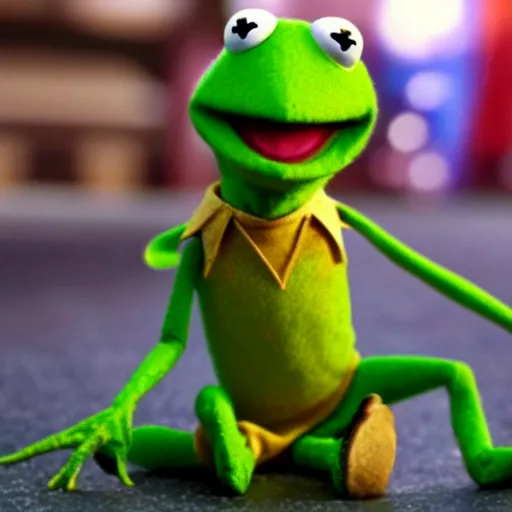 Image similar to A still of Kermit the frog in the style of the movie Toy Story 4 (2019)