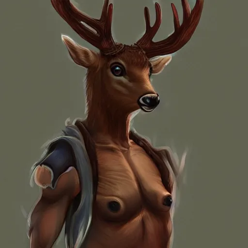 Prompt: human, humanoid, bambie, male, deer, punk, featured on artstation