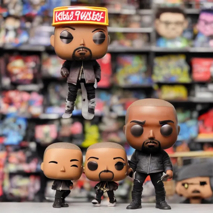 Prompt: Kanye West, A Funko Pop Figurune of Kanye West, figurine, detailed product photo