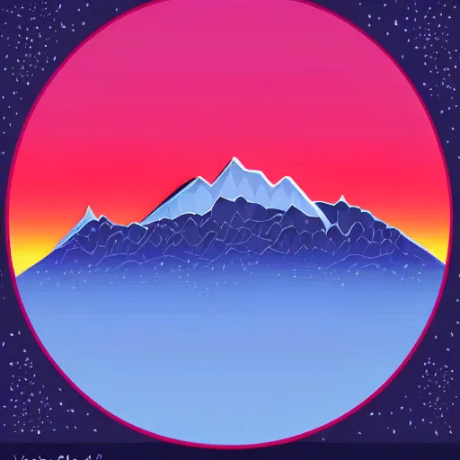 Image similar to Mountains inside a circle, vector image